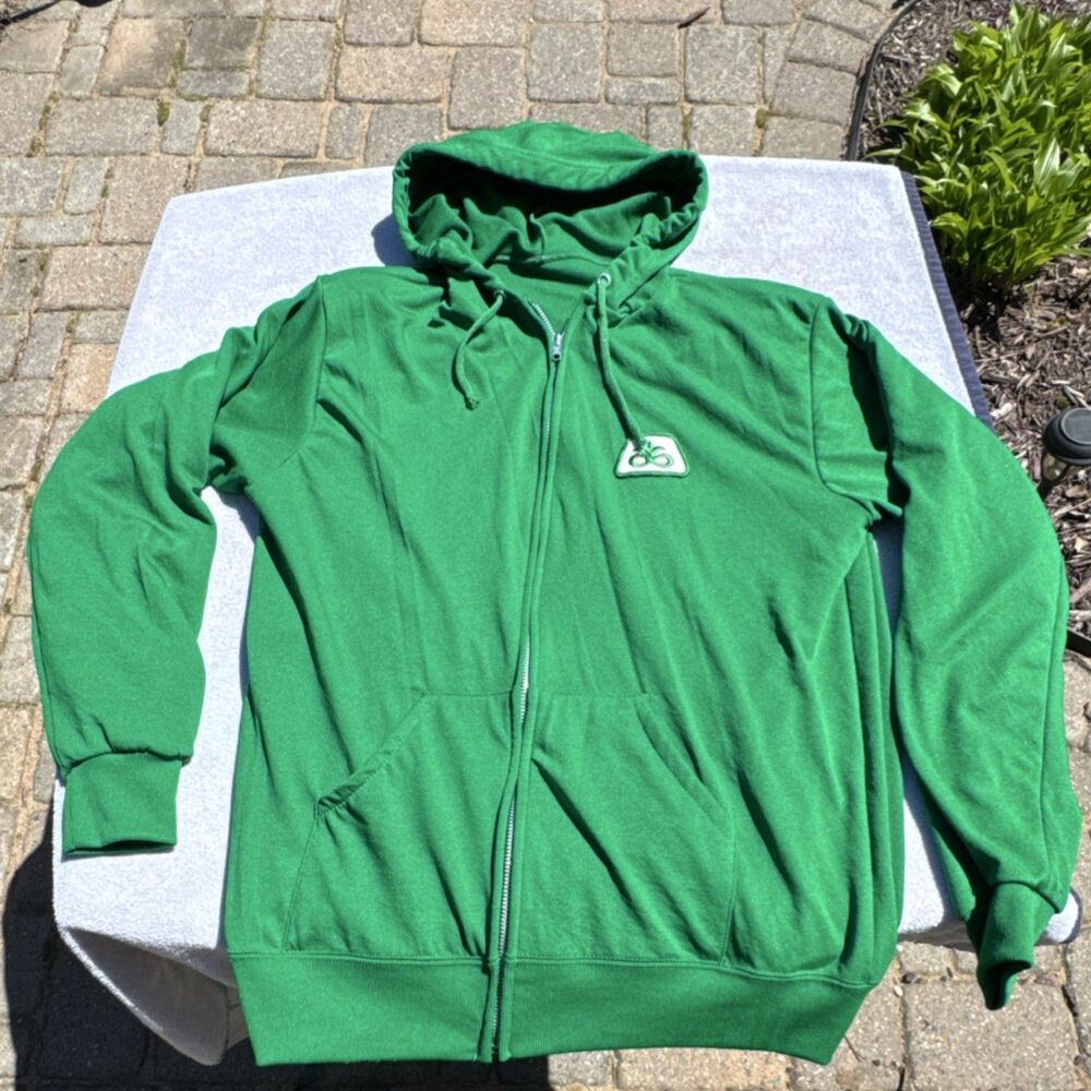 Pioneer Men's Green Full Zip Hoodie Logo Sweatshirt